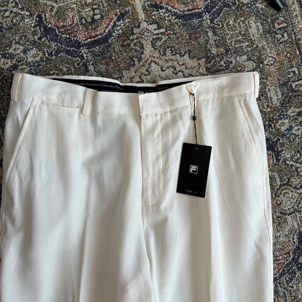 FILA Golf Mens Pants Off White Cream Tencel Cotton Twill Size 38 NWT‎ U90128 - Picture 2 of 10